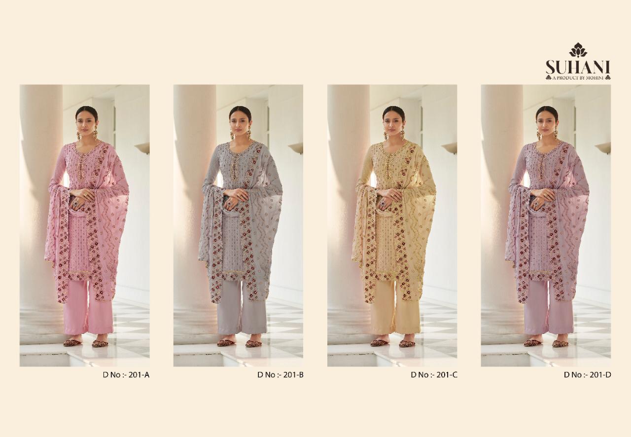 Mohini Suhani 201 Designer Festive Wear Pure Viscos Embroidery Heavy Salwar Kameez Collection
